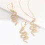 Snake Necklace Earrings Set Serpent Pendant Necklace Snake Wave Dangle Earrings Punk Gothic Necklace Charm Crystal Statement Drop Earrings Vintage Animal Jewelry for Women Girls