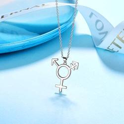 Besilver LGBT Lesbian Pride Necklace for Women Men 925 Sterling Silver Tansgender Gay Pride Earrings/Necklace Gay Pride Jewelry Gift