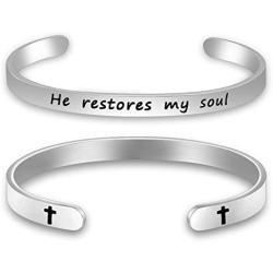 CYTING He Restores My Soul Psalm 23:3 Scripture Bracelet Miscarriage Jewelry Encouragement Gift for Pastor Gift