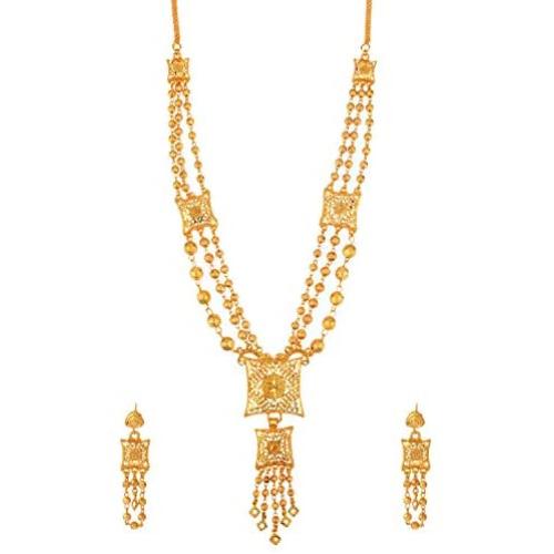 Efulgenz Indian Style Bollywood Fashion Gold Tone Wedding Bridal Pendant Locket Tassel Choker Collar Necklace Earrings Jewelry Set