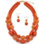 Shineland 2 Layer Jelly Colored Acrylic Handmade Statement Strand Chunky Beaded Fashion Jewelry