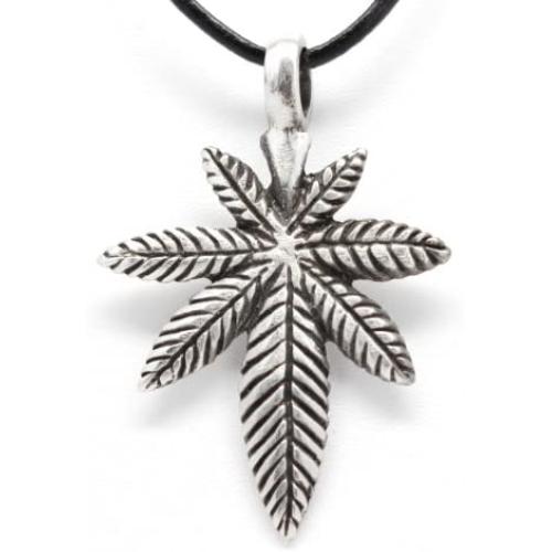 Trilogy Jewelry Pewter Medical Marijuana Pot Leaf Pendant on Leather Necklace