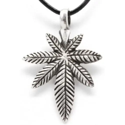 Trilogy Jewelry Pewter Medical Marijuana Pot Leaf Pendant on Leather Necklace Trilogy Jewelry Pewter Medical Marijuana Pot Leaf Pendant on Leather Necklace