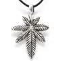Trilogy Jewelry Pewter Medical Marijuana Pot Leaf Pendant on Leather Necklace Trilogy Jewelry Pewter Medical Marijuana Pot Leaf Pendant on Leather Necklace