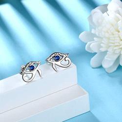 Besilver Egyptian Eye of Horus Jewelry Set Gift Womens 925 Sterling Silver Blue Eye of Horus Ring/Bracelet/Necklace Earrings Set Amulet Jewelry Gift for Wife Girlfriend Valentine Day/Birthday