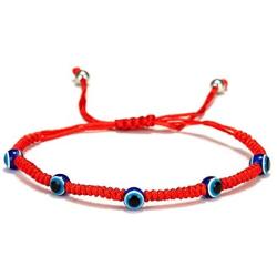 5-6 Pcs Evil Eye String Kabbalah Bracelets Hamsa Hand Hand-Woven Adjustable Red Rope Cord Thread Braided Bracelet Fatima Hand Ancient Friendship Charm Anklet for Protection and Luck Women Girl Jewelry