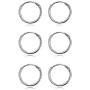 Sterling Silver Small Endless 12mm Round Unisex Hoop Earrings for Men Women Set of 3 Pairs