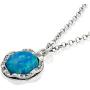 Stera Jewelry Sterling Silver Necklace & 10mm Shimmering Created Blue or White Opal Round Pendant