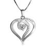 DEPHINI - Elegant Necklace - 925 Sterling Silver - Heart Pendant with CZ Crystals - Fine Jewellery Woman Necklace - 18'' Rhodium Plated Silver Chain - A Cubic Zirconia - Gifts for Women