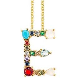 Kebaner Pink Crystal Flower 26 Letter Initial Alphabet Pendant Necklace Fashion Jewelry Gifts for Women