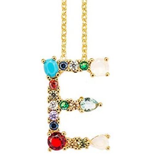 Kebaner Pink Crystal Flower 26 Letter Initial Alphabet Pendant Necklace Fashion Jewelry Gifts for Women