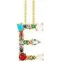 Kebaner Pink Crystal Flower 26 Letter Initial Alphabet Pendant Necklace Fashion Jewelry Gifts for Women