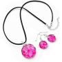 SUVANI Hand Blown & Hand Painted Glass Fuchsia Pink Seashell Necklace or Dangle Earrings