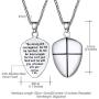 U7 Shield of Faith/Inspirational Pendant Chain 22 Inch Joshua 1:9 Cross Amulet Necklace, Text Engrave Customizable, 3 Color Options