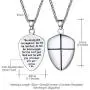 U7 Shield of Faith/Inspirational Pendant Chain 22 Inch Joshua 1:9 Cross Amulet Necklace, Text Engrave Customizable, 3 Color Options