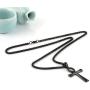 HZMAN Mens Stainless Steel Coptic Ankh Cross Religious Pendant Necklace, 22+2'' Rope Chain