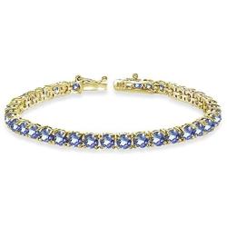 GemStar USA Sterling Silver Genuine Tanzanite Round-Cut Tennis Bracelet