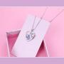 S925 Sterling Silver Jewelry Animal Forever Love Heart Pendant Necklace Gift for Women Girls Mother Mom