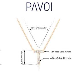 PAVOI 14K Yellow Gold Plated Cubic Zirconia Initial Necklace | Letter Necklaces for Women