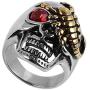 HZMAN Punk Rock Ruby Eyes Scorpion Skull Ring for Men Women Retro Gothic Stainless Steel Jewelry