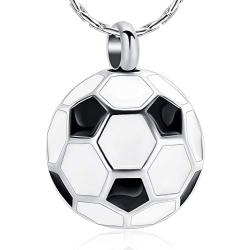 constantlife Football Cremation Jewelry for Ashes Memorial Urn Necklace Stainless Steel Soccer Pendant Keepsake Ashes Holder
