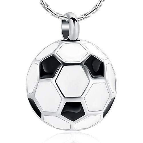 constantlife Football Cremation Jewelry for Ashes Memorial Urn Necklace Stainless Steel Soccer Pendant Keepsake Ashes Holder