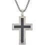 Mens Carbon Fiber Cross Pendant in Stainless Steel
