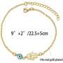 kelistom Evil Eye Hamsa Hand Charm Anklet for Women Teen Girls, Dainty Handmade Sideways Hanging Evil Eye Real 14K 18K White Gold Plated Ankle Bracelet with Extension, Minimalist Jewelry