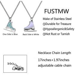 FUSTMW Skater Necklace Ice Skate Necklace White Enameled Figure Skating Pendant Team Sport Skater Jewelry Skate Lover Gift
