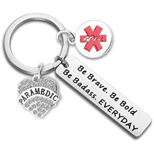 SEIRAA EMT Keychain Medical Technician Jewelry EMT Graduation Gift Paramedic Wife Keychain Inspirational Gift For Nurse Medical students