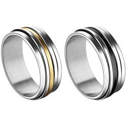 COTTVOTT 8mm Stainless Steel Spinner Rings Fashion Wedding Band Promise Rings Jewelry for Women Men