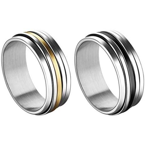 COTTVOTT 8mm Stainless Steel Spinner Rings Fashion Wedding Band Promise Rings Jewelry for Women Men