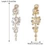 BriLove Womens Bohemian Boho Wedding Bridal Crystal Floral Vine Chandelier Hollow Clip-On Dangle Earrings