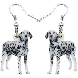 DUOWEI Acrylic Novelty Spot Dalmatian Dog Earrings Lovely Pets Drop Dangle Jewelry for Women Teens Girls Birthday Gifts