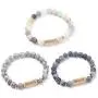YINI 3 Pcs Natural Volcanic Stone Friendship Bracelets Handmade Beaded Stretch Bracelets