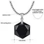OCARLY 925 Black Obsidian/Blue Sandstone Star of David Pendant Hexagram Amulet Gemstone Stainless Steel Titanium Necklace Jewish Religious Jewelry