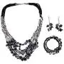 Shop LC Handmade Coastal Stainless Steel Earrings Wrap Bracelet Multi Strand Layered Necklace 22'' Beaded Fashion Costume Prom Vintage Jewelry Sets for Women