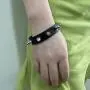 Puddin Necklace and Rivets bracelet Leather Choker Necklace Cosplay Choker Letter Collor Cosplay Accessory for Women and Girls Halloween Party