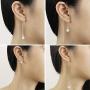 Howoo 925 Sterling Silver Tassel Threader Drop Earrings for Women Girls Crystal Ball Long Dangle Chain Earrings Elegant