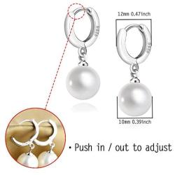 Jugalstar 925 Sterling Silver Pearl Hoop Earrings Freshwater Pearl Drop Dangle Earrings for Girls Women Bridesmaids Anniversary Graduation Birthday Gifts…