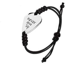 MUEEU Guitar Pick Bracelet Hand Stamped Silver Aluminum Jewelry Personalized Bracelets