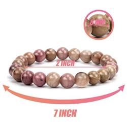 TOMAY 2021 New Natural Stone Semi Precious 0.3inch Valentines Day Gift Gorgeous Pink Healing Crystal Bracelet for Women Healing Stretch Beaded Adjustable Macrame Cure Yoga Girls