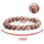 TOMAY 2021 New Natural Stone Semi Precious 0.3inch Valentines Day Gift Gorgeous Pink Healing Crystal Bracelet for Women Healing Stretch Beaded Adjustable Macrame Cure Yoga Girls