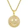 Unisex Hip Hop Golden Stainless Steel Iced out Smile Face Pendant Best Friend Happy Necklace with 24 Inch Chain Unisex Hip Hop Golden Stainless Steel Iced out Smile Face Pendant Best Friend Happy Necklace with 24 Inch Chain