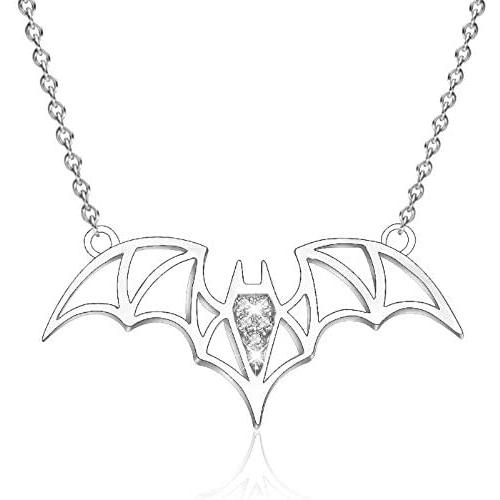SOUHONEY S925 Sterling Silver Jewelry Bat Necklace for Women,Classic Vampire Choker witch jewelry for women Teens Child for Valentines Day with 18 inch Chain(Send Gift Box)