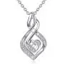 Natural Diamond Infinity Swirl Necklace, Sterling Silver Heart Pendant Necklace Love Jewelry for Her, Mom, Wife, 18''-20''