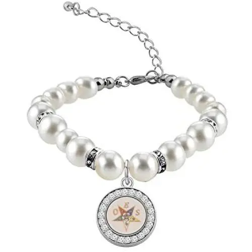 SEIRAA Order of The Eastern Star Sorority Gift OES Symbol Hook Earrings OES Charm Bracelet for Her