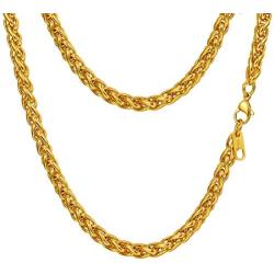PROSTEEL Stainless Steel Chain Necklace for Men Women, Wheat Chain/Rope Chain/Box Chain, Black/Silver/Gold Tone, W:3mm/6mm, L: 18/20/22/24/26/28/30 inch, Come Gift Box