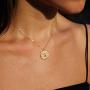 Bemoly 14K Gold Evil Eye Necklace for Women Dainty Turquoise Eye with Tiny Cubic Zirconia Coin Pendant Boho Minimalist Lucky Jewelry Gift