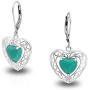 Bali Style Stabilized Turquoise Heart Shape Fish Hook Drop Earrings For Women Scroll Filigree 925 Sterling Silver
